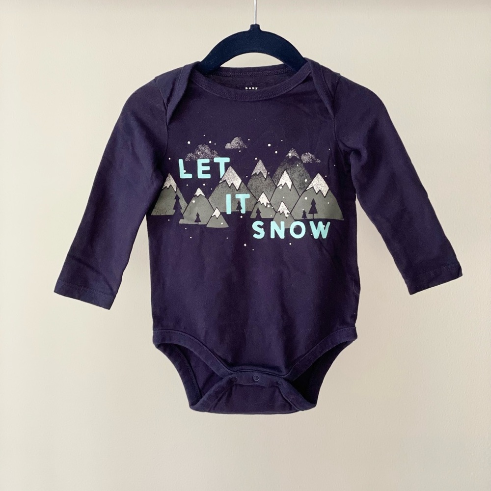 babyGAP Navy “Let It Snow” Mountain Print Onesie